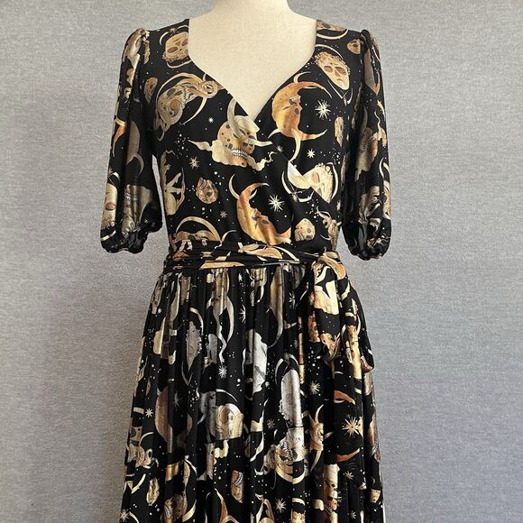 Black Milk Octobers Moon Maxi Dress Size L Whimsigoth Celestial Witchy Astrology - Picture 3 of 14